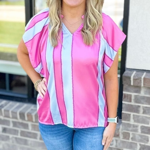 entro Tops - Entro Winnie Pink Waterfall Blouse